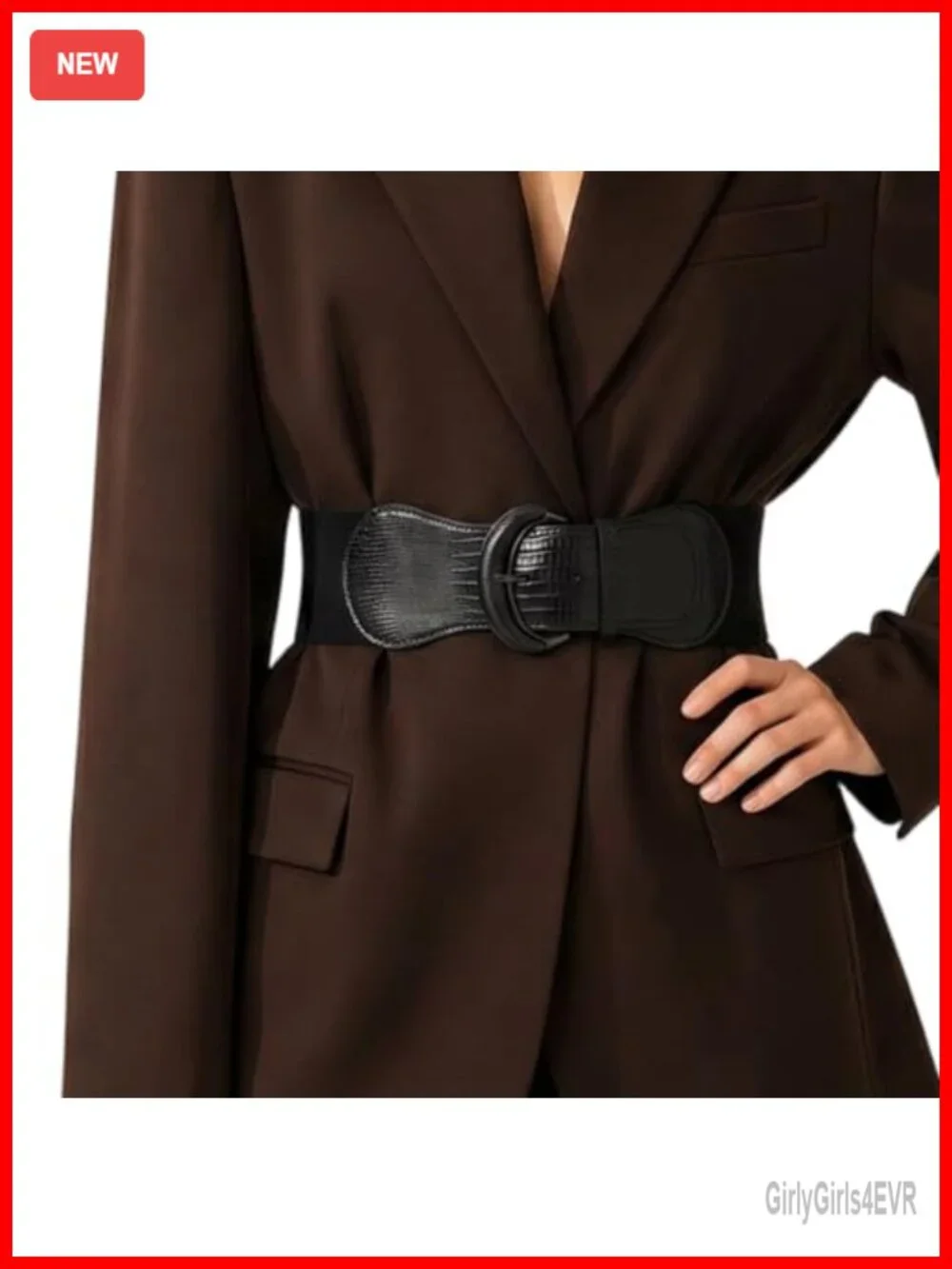 Stretchy Wide Waist Belt for Women Faux Leather Vintage Alloy Buckle